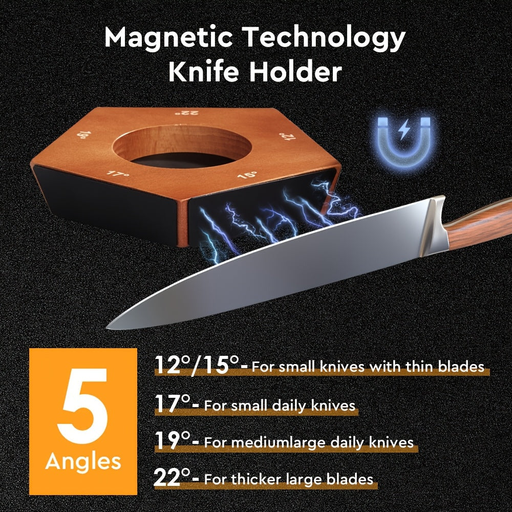 Rolling Knife Sharpener Kit 5 Magnetic Angles 12 Degrees, 15 Degrees, 17 Degrees, 19 Degrees, 22 Degrees. Professional Rolling Knife Sharpening Tool Perfect for Kitchen, Chef, Pocket & Serrated Knives